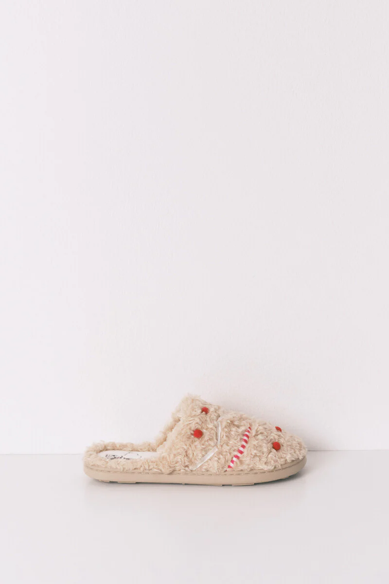 Beige Snoopy faux shearling slippers - Image 6