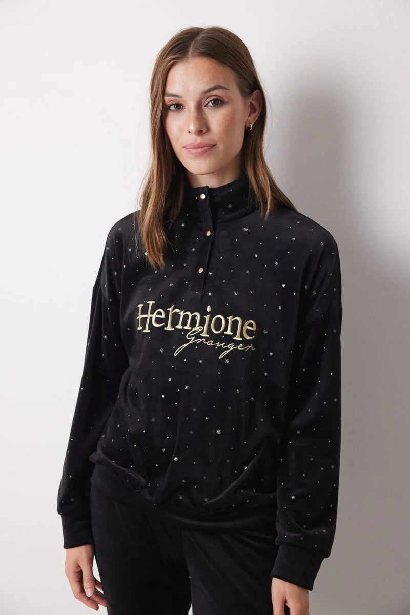 Hermione black velvet long pajamas - Image 3