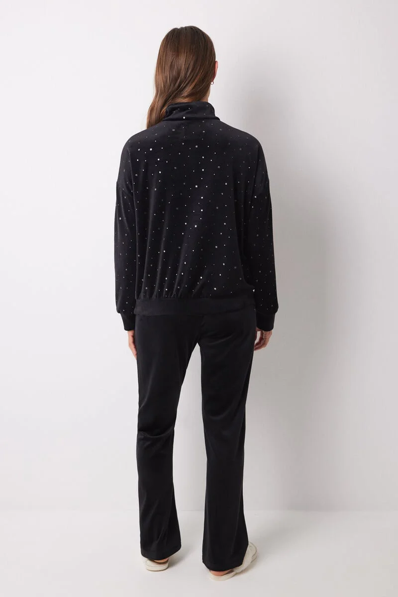 Hermione black velvet long pajamas - Image 4