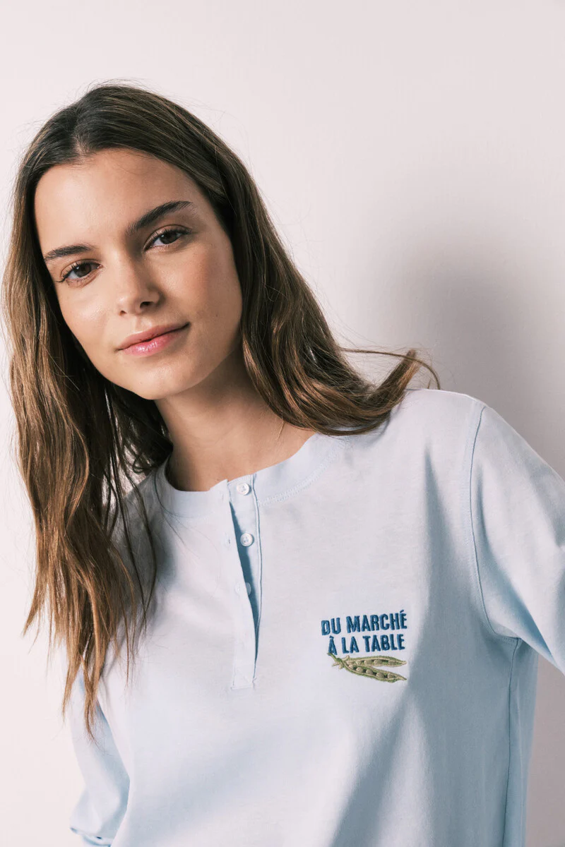 Blue 100% cotton long sleeve T-shir - Image 3