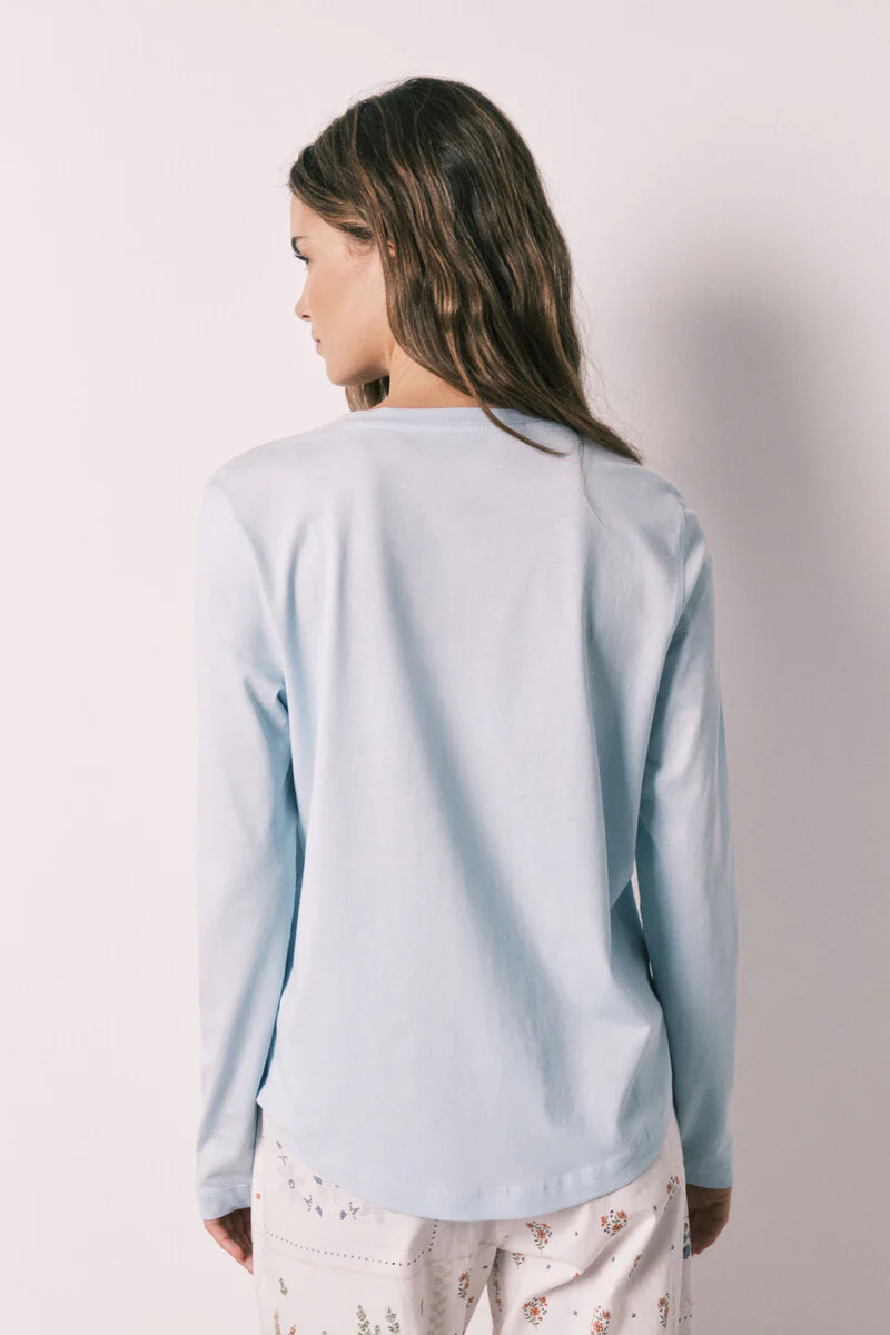 Blue 100% cotton long sleeve T-shir - Image 4