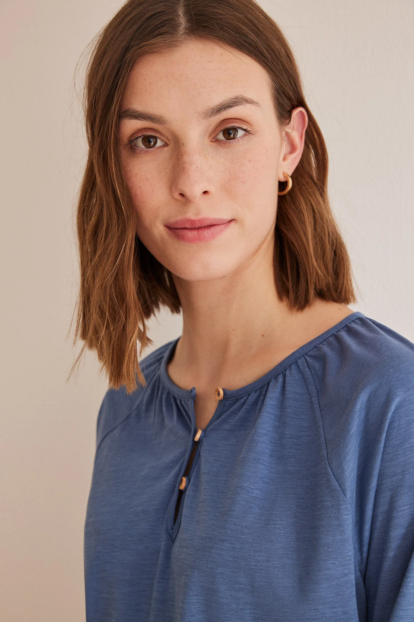 Blue 100% cotton long-sleeved T-shirt - Image 4
