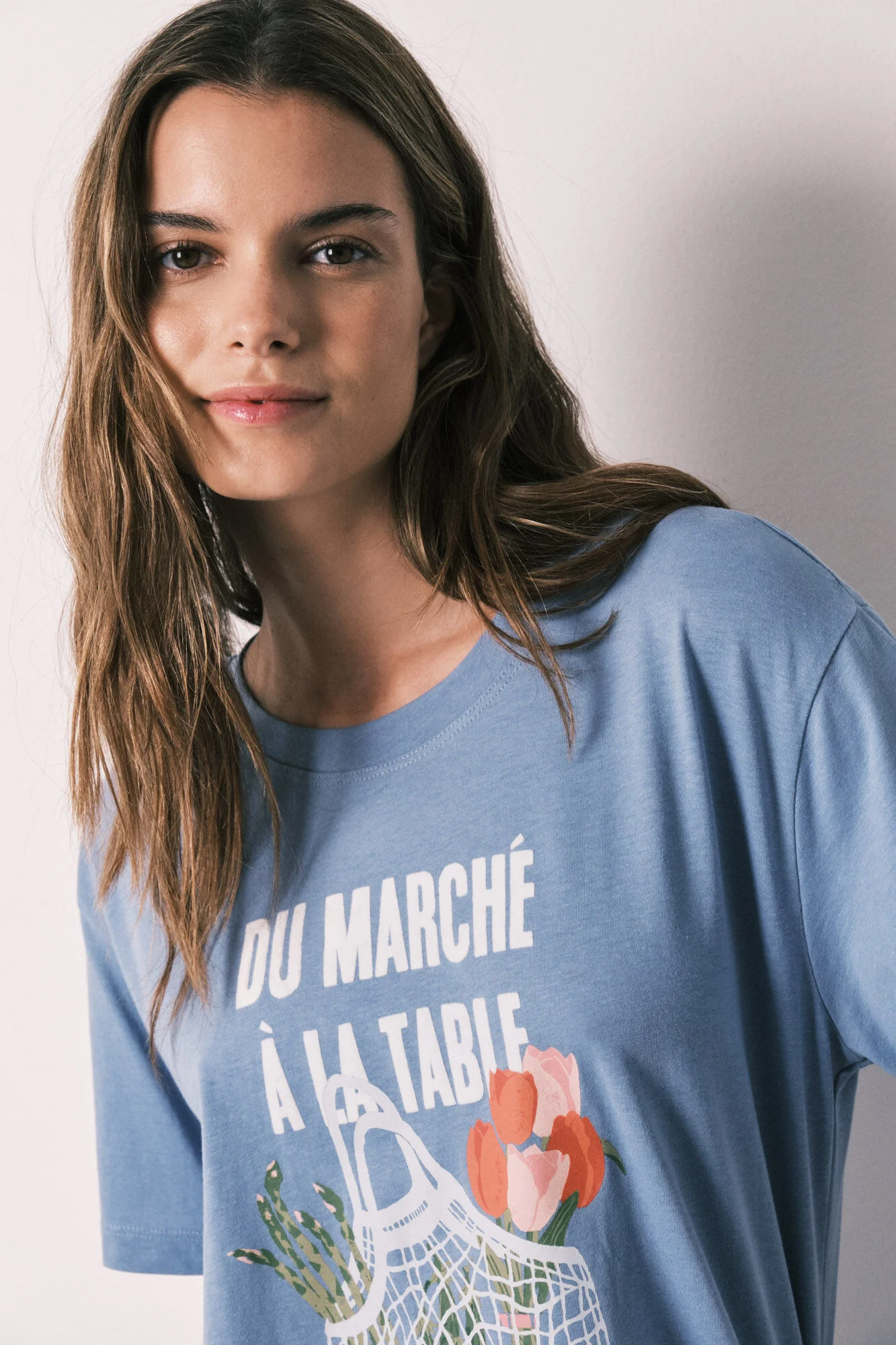 Blue 100% cotton short sleeve T-shirt
