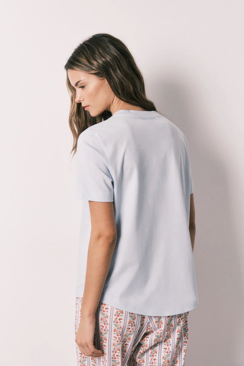 Blue 100% cotton short sleeve T-shirt - Image 5