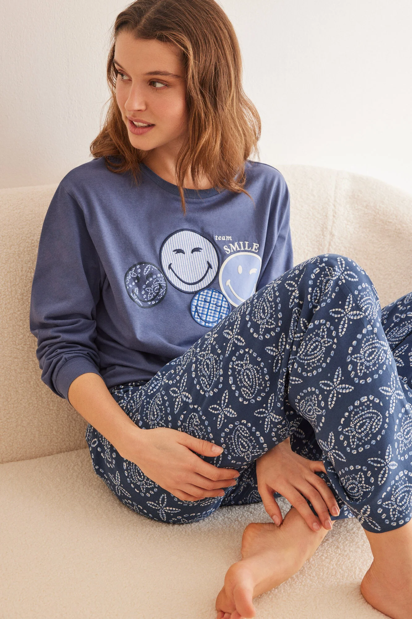Blue 100% cotton Smiley sweatshirt - Image 5