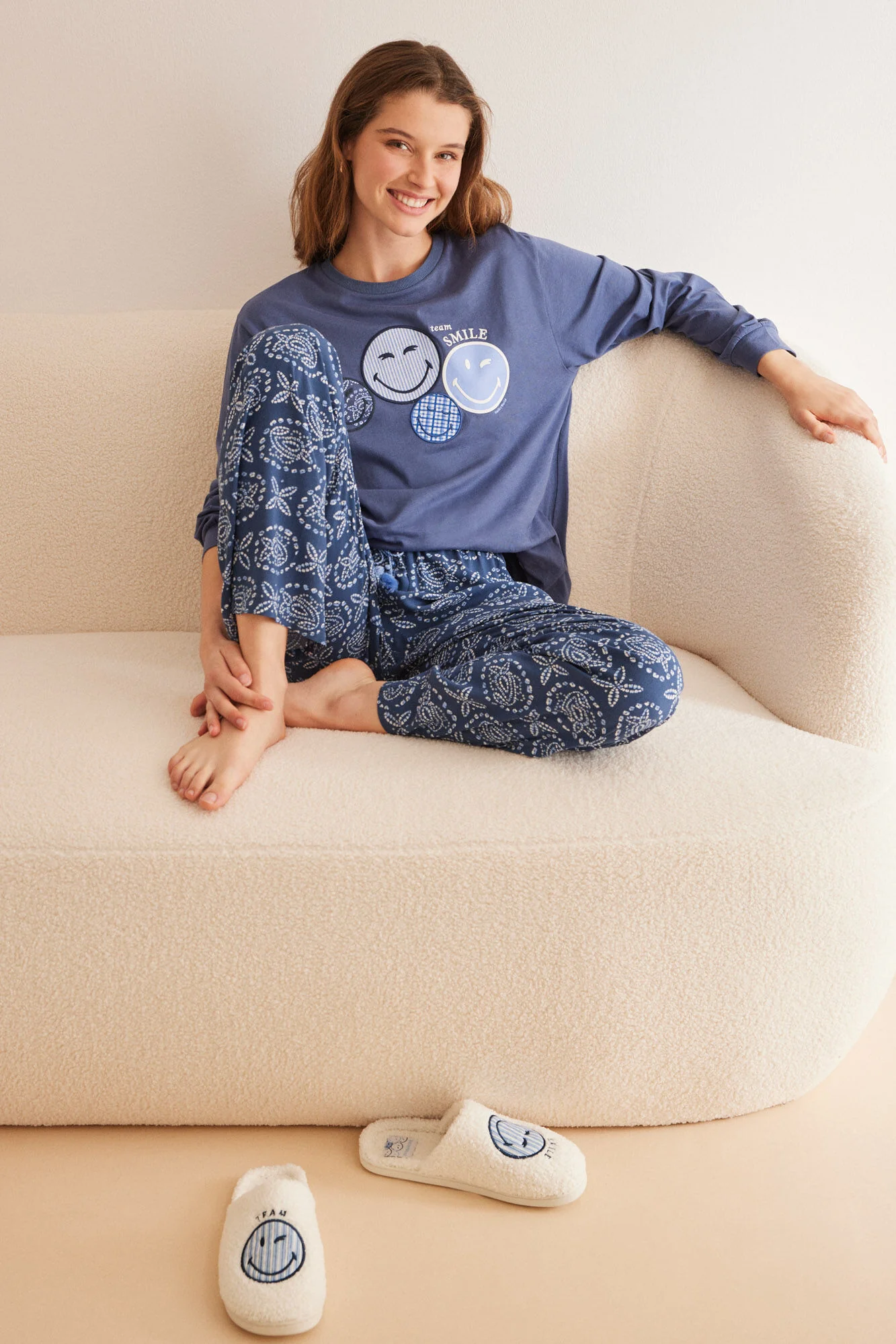 Blue 100% cotton Smiley sweatshirt - Image 6