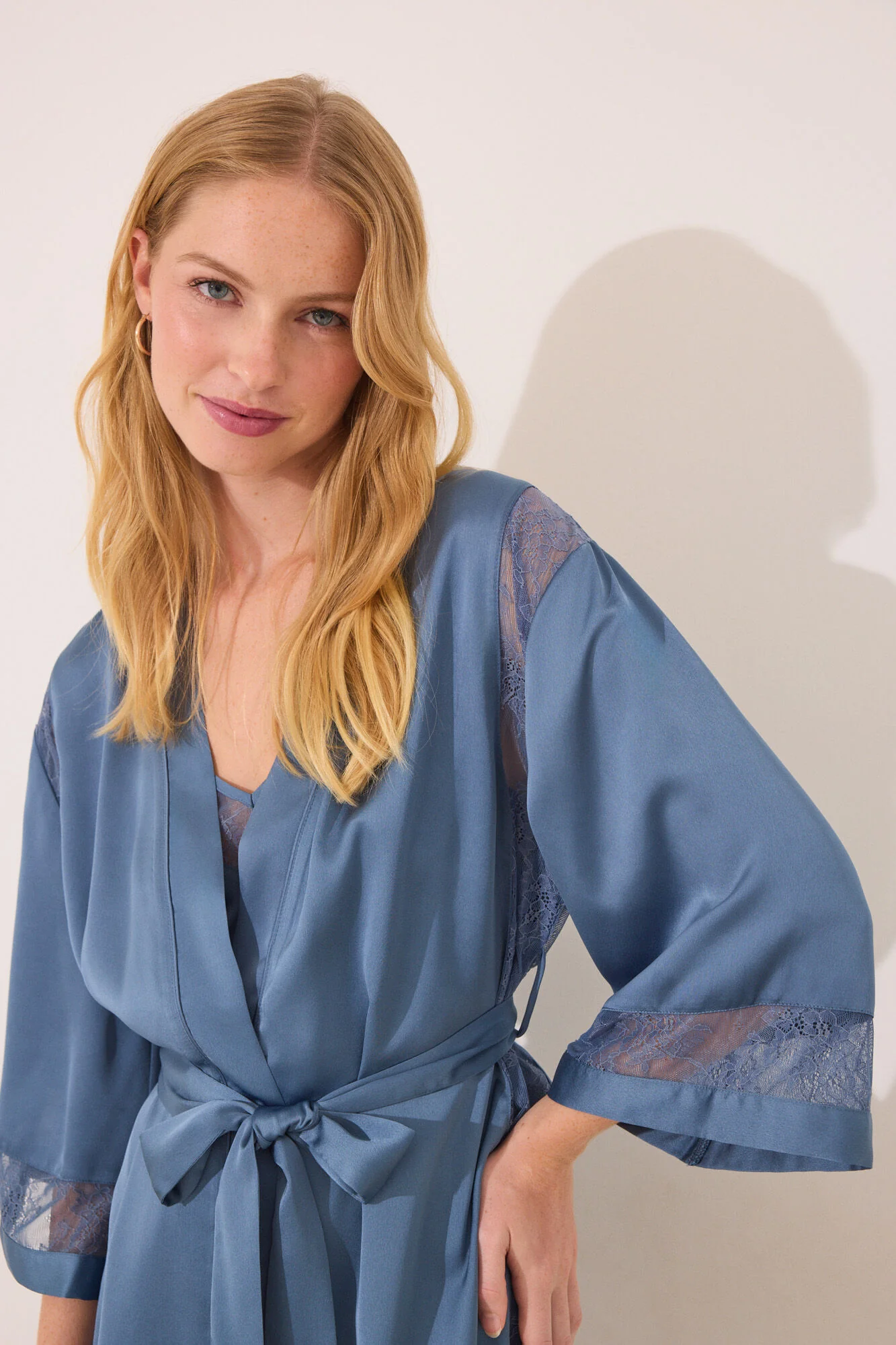 Blue chiffon fabric midi robe - Image 6