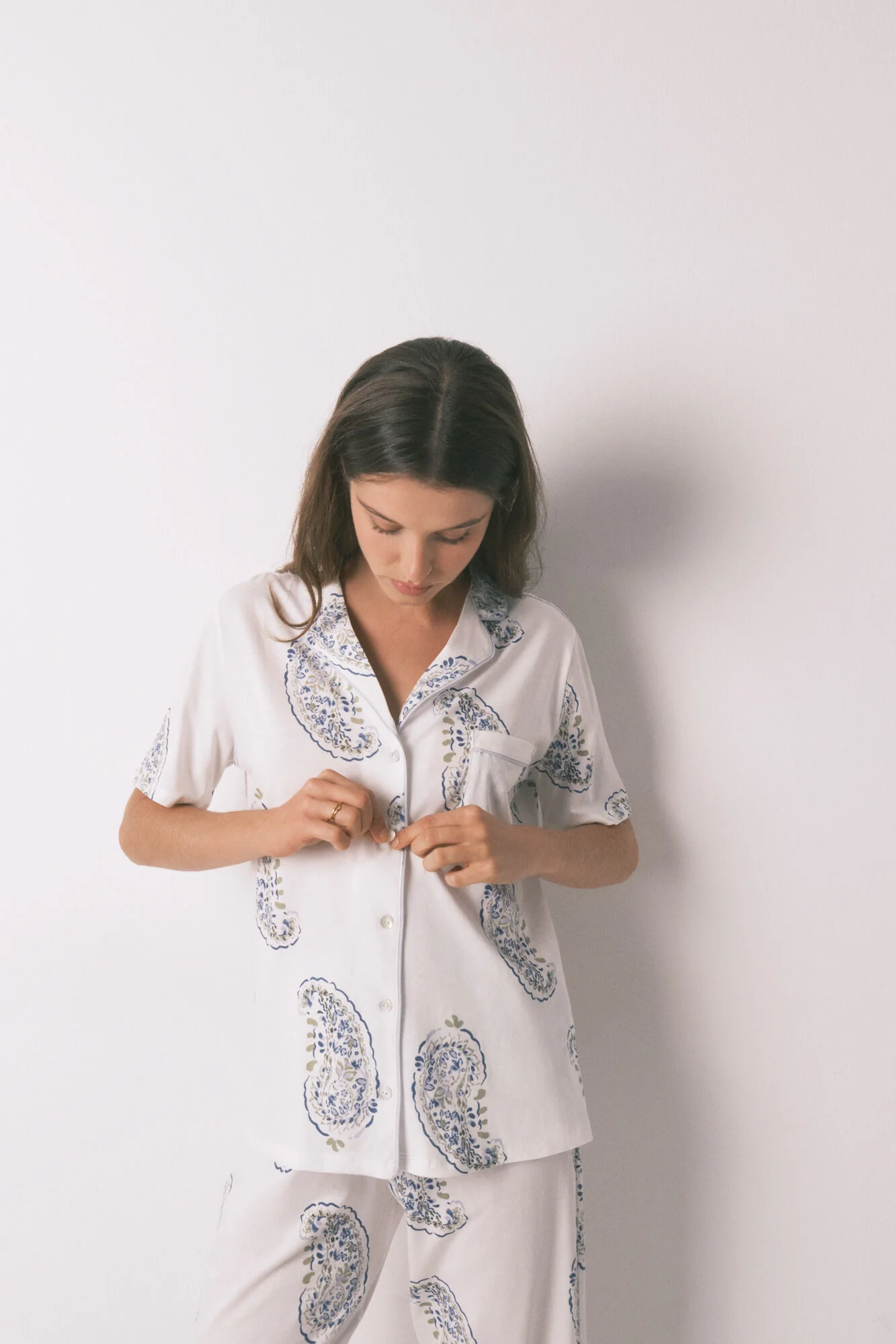 Blue cotton Paisley classic pyjamas - Image 5