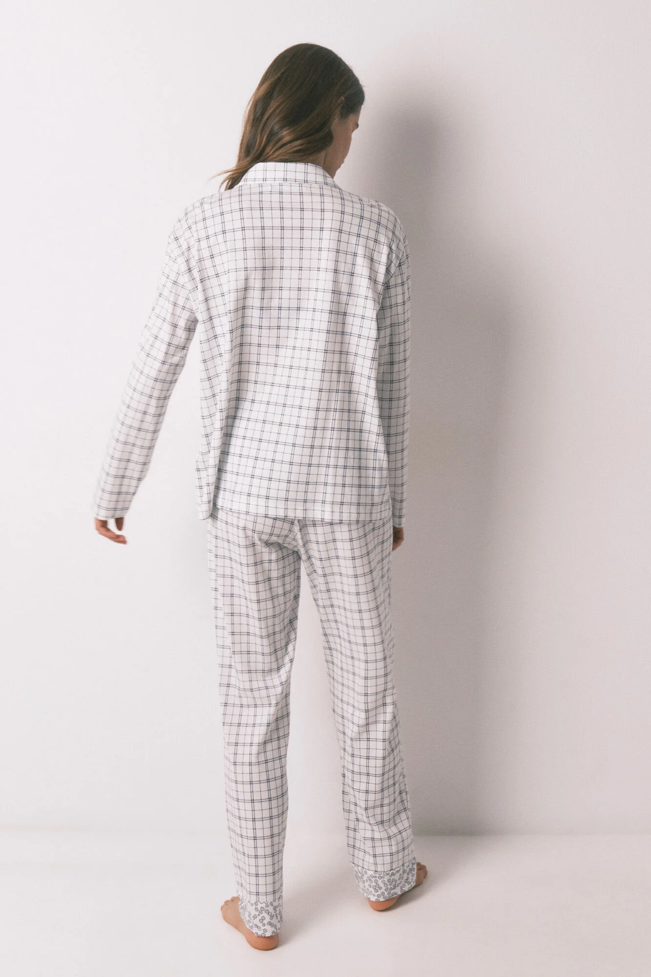 Blue cotton plaid classic pyjamas - Image 2