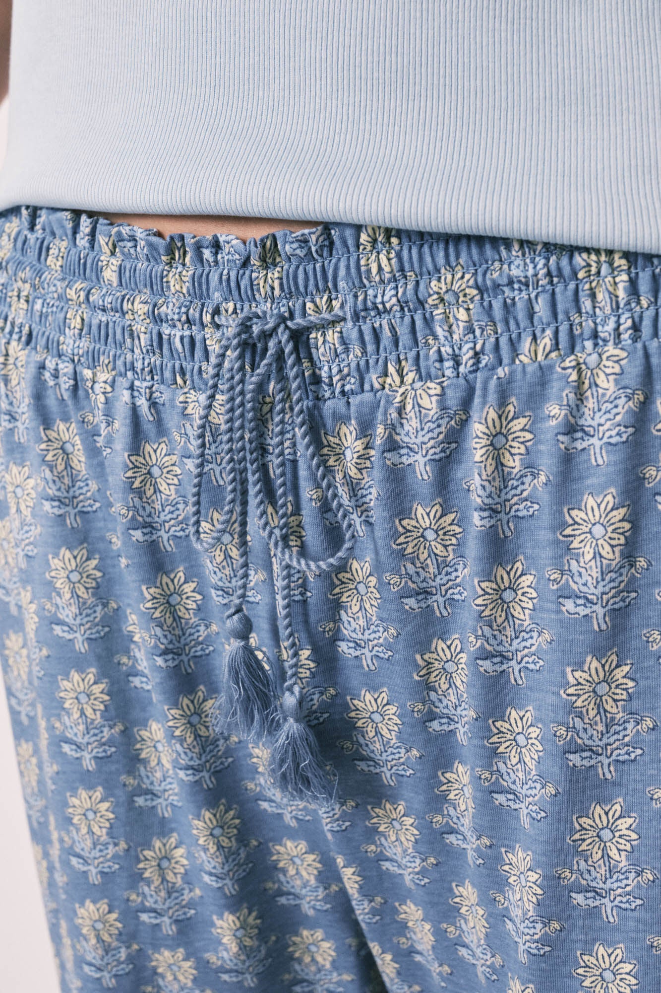 Blue cotton short sleeve long pyjamas - Image 4