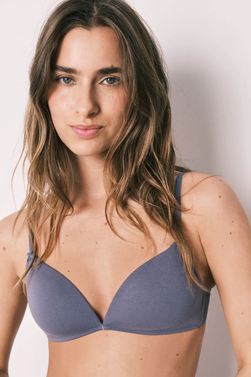 Blue cotton triangle bra CHARMING - Image 2