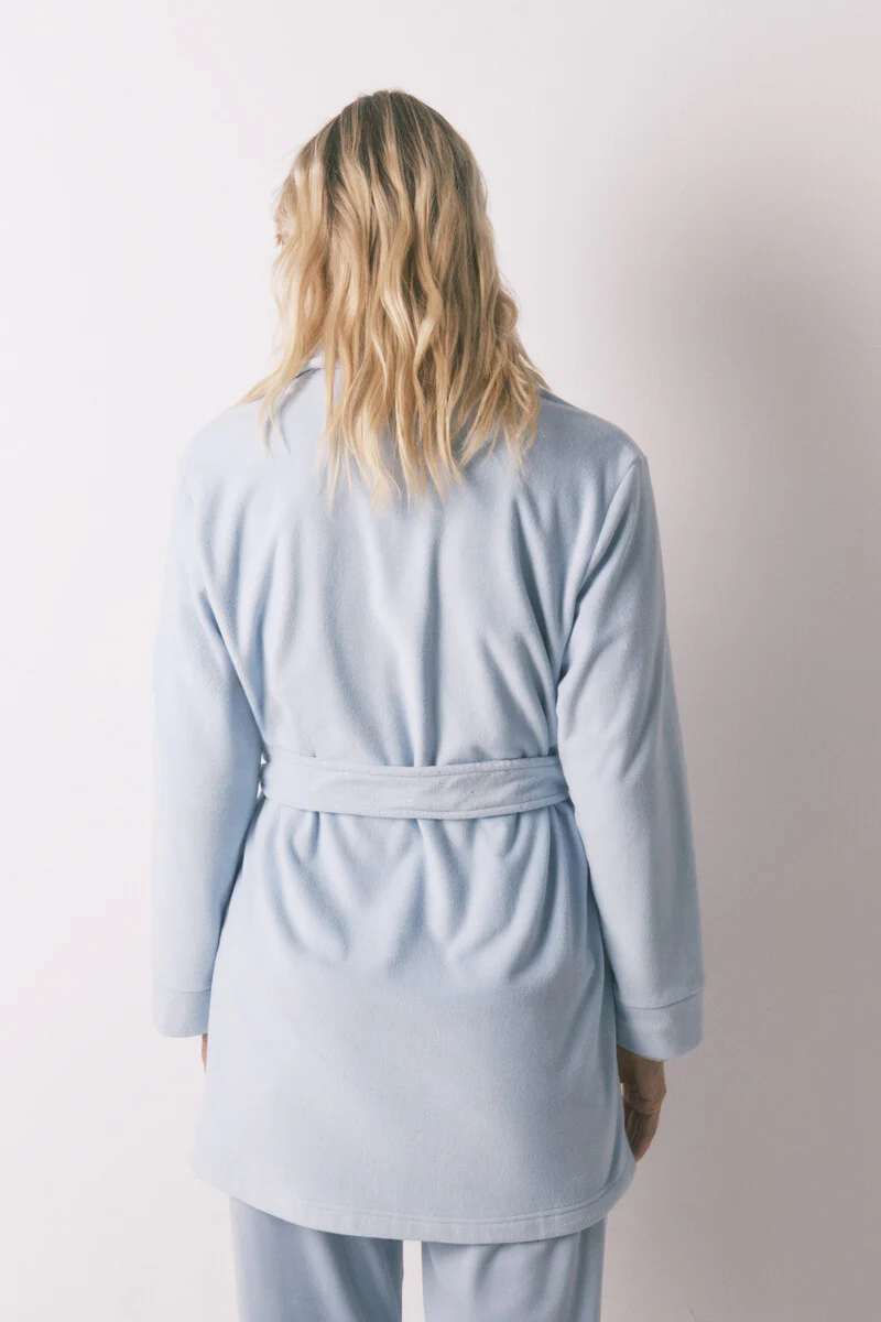 Blue glitter velvet midi robe - Image 2