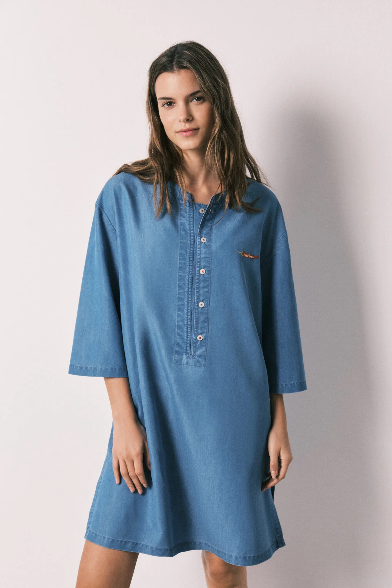 Blue light denim short camisole