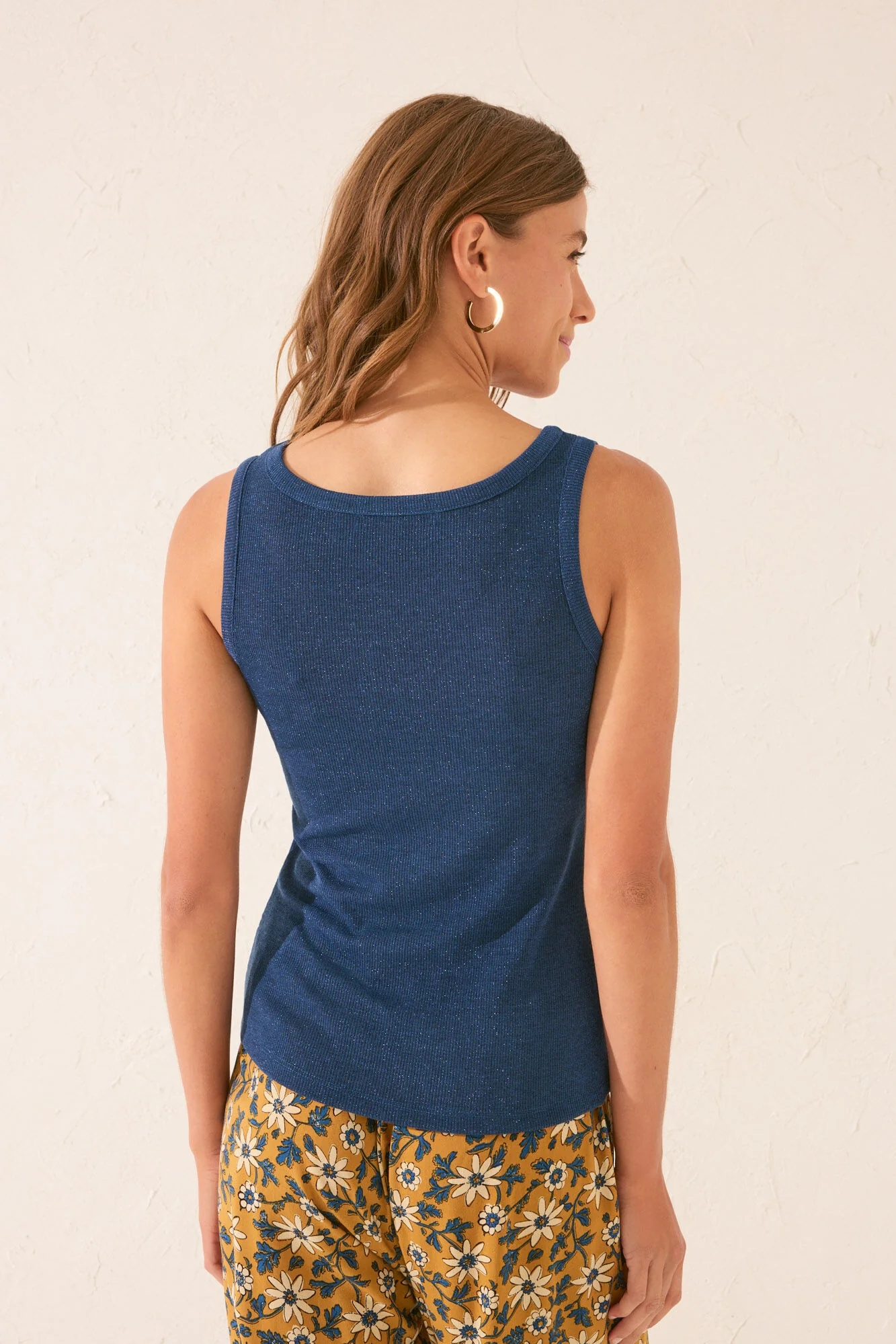 Blue lurex ribbed vest top - Image 3
