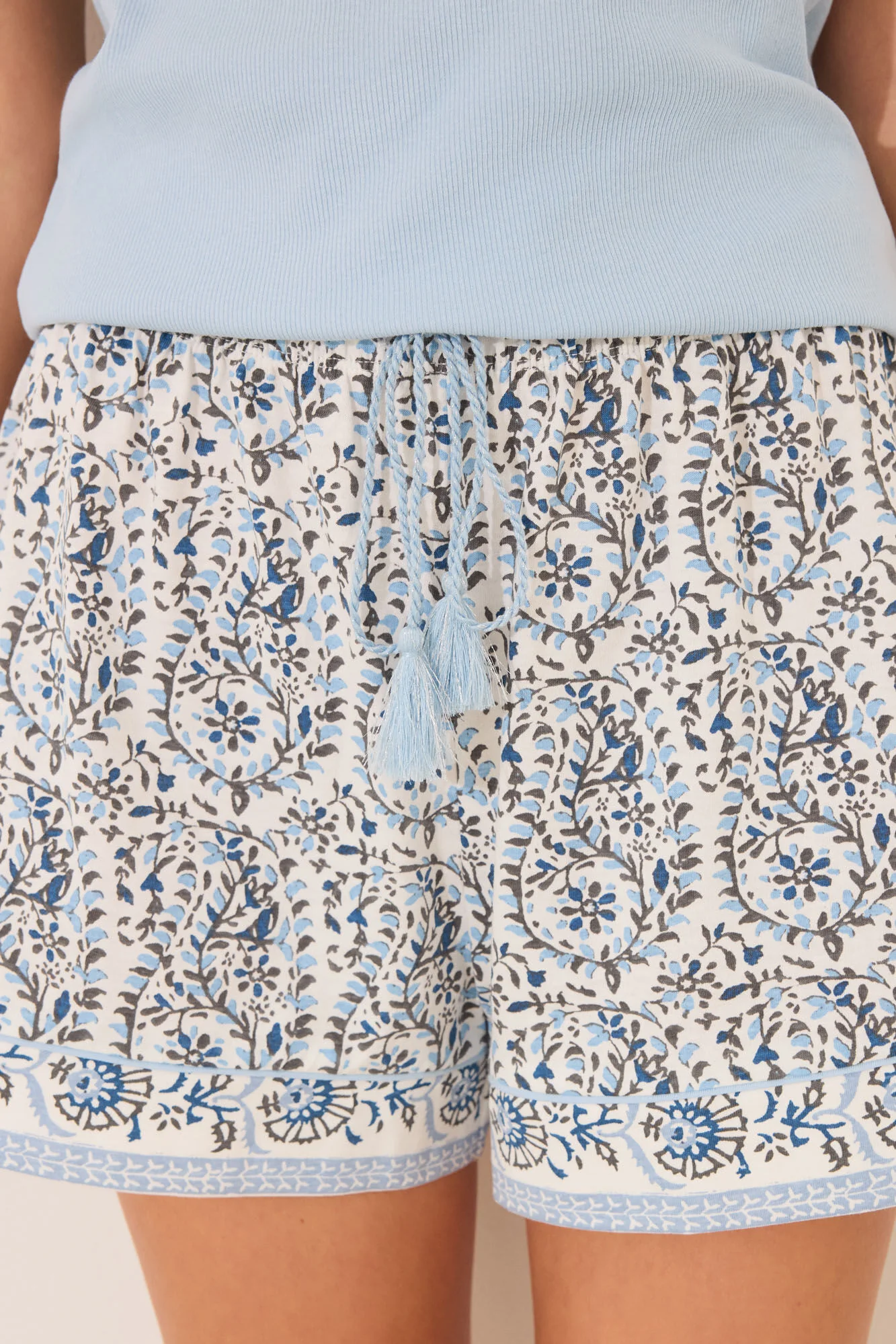 Blue paisley cotton short pyjamas straps - Image 6