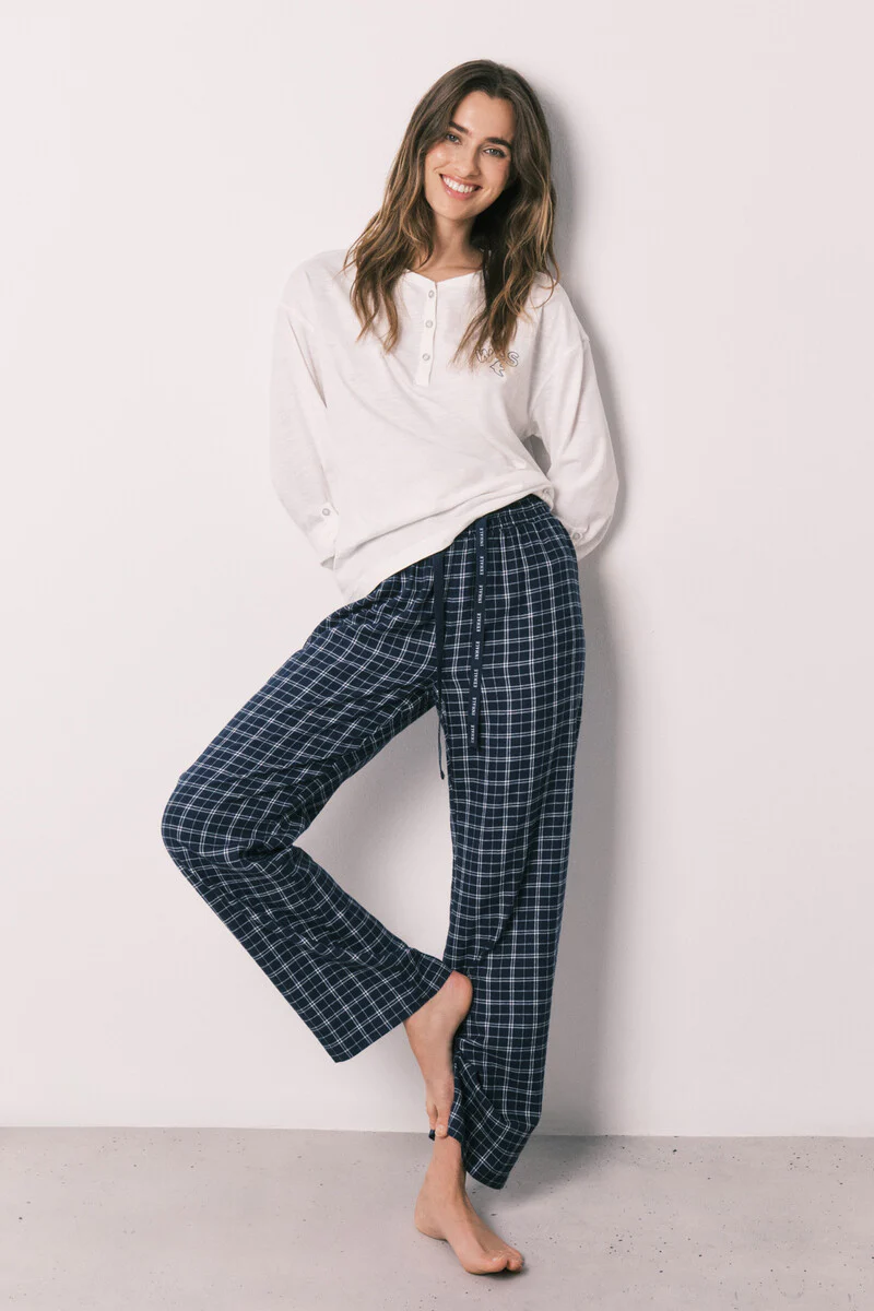 Blue plaid long trousers - Image 2