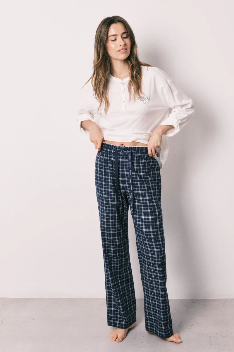 Blue plaid long trousers - Image 3