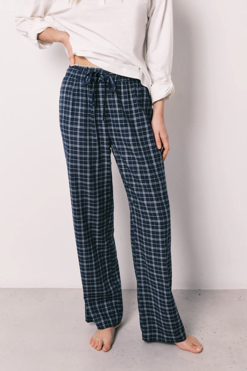Blue plaid long trousers - Image 4