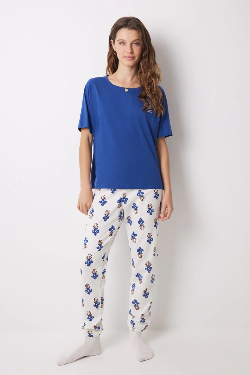 100% cotton blue sleeve t-shirt - Image 2