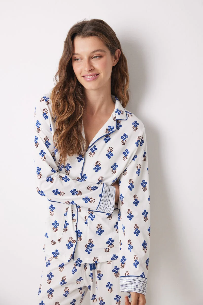 Long shirt pajamas 100% cotton flowers - Image 3
