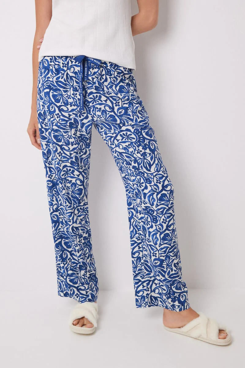 Long floral viscose lounge trousers - Image 2