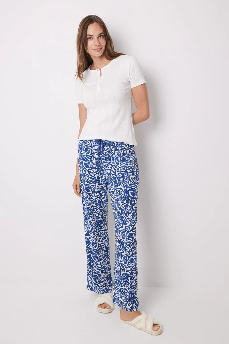 Long floral viscose lounge trousers - Image 3