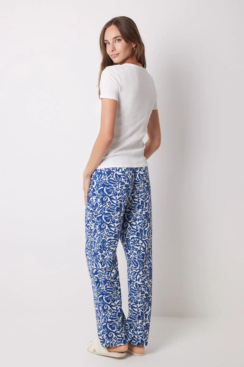 Long floral viscose lounge trousers - Image 5
