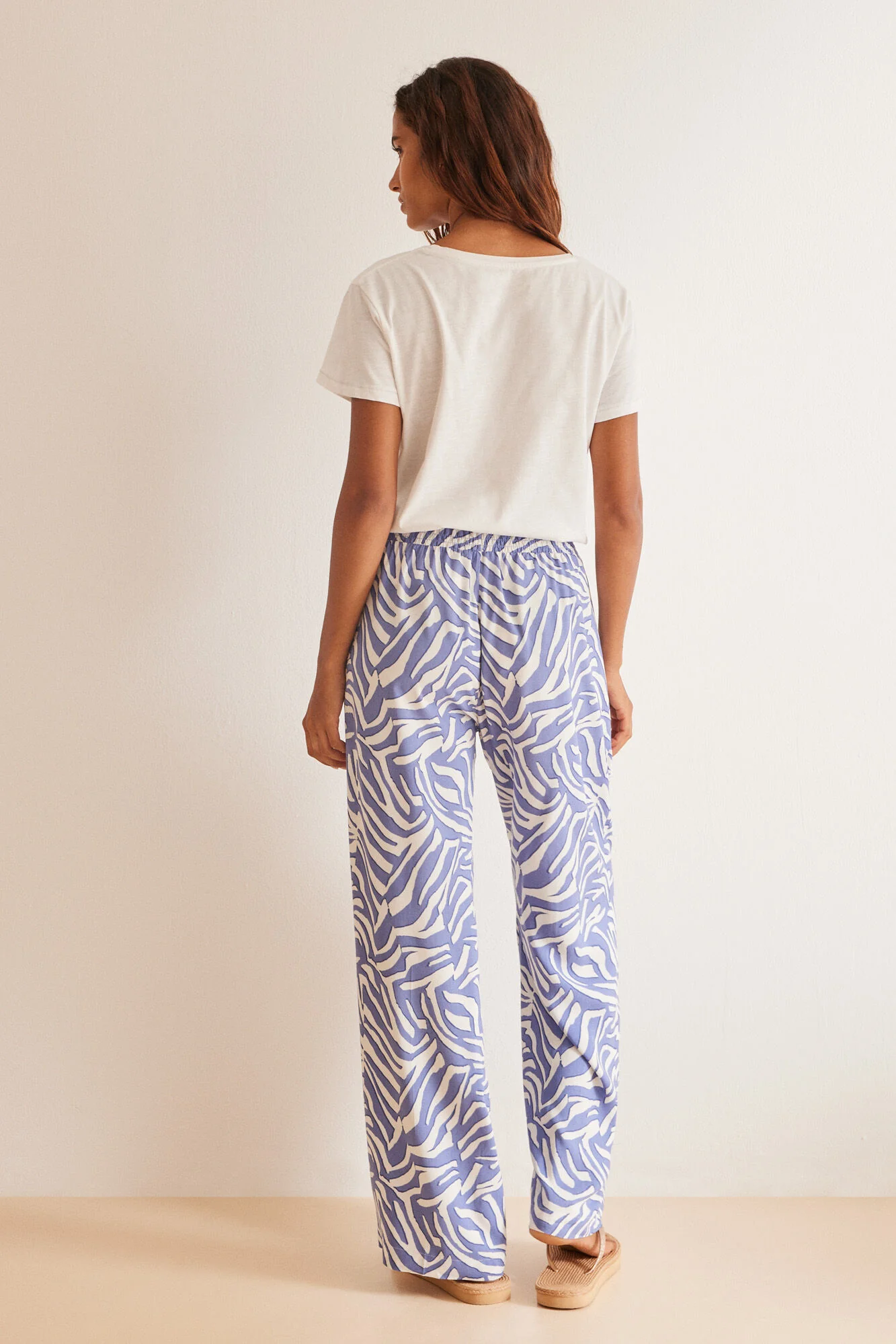 Blue zebra print trousers - Image 2