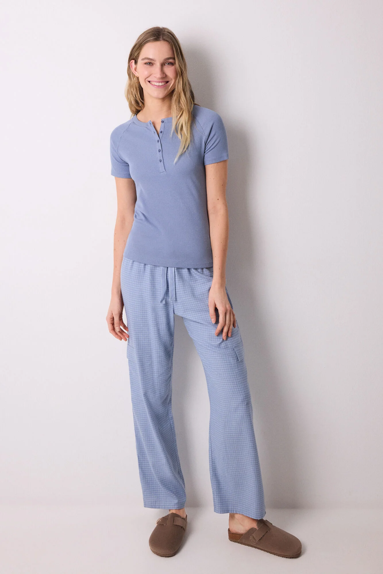 Blue ribbed short sleeve T-shirt - Image 4
