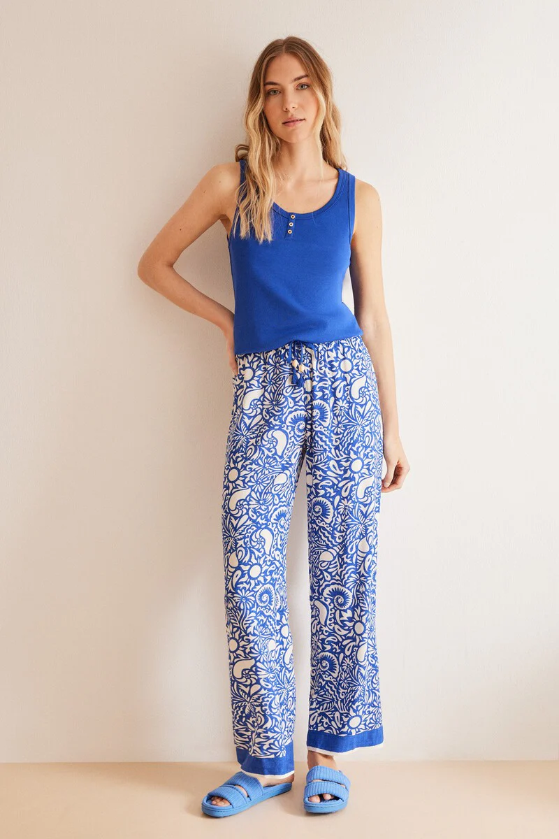 Blue ribbed vest top - Image 3