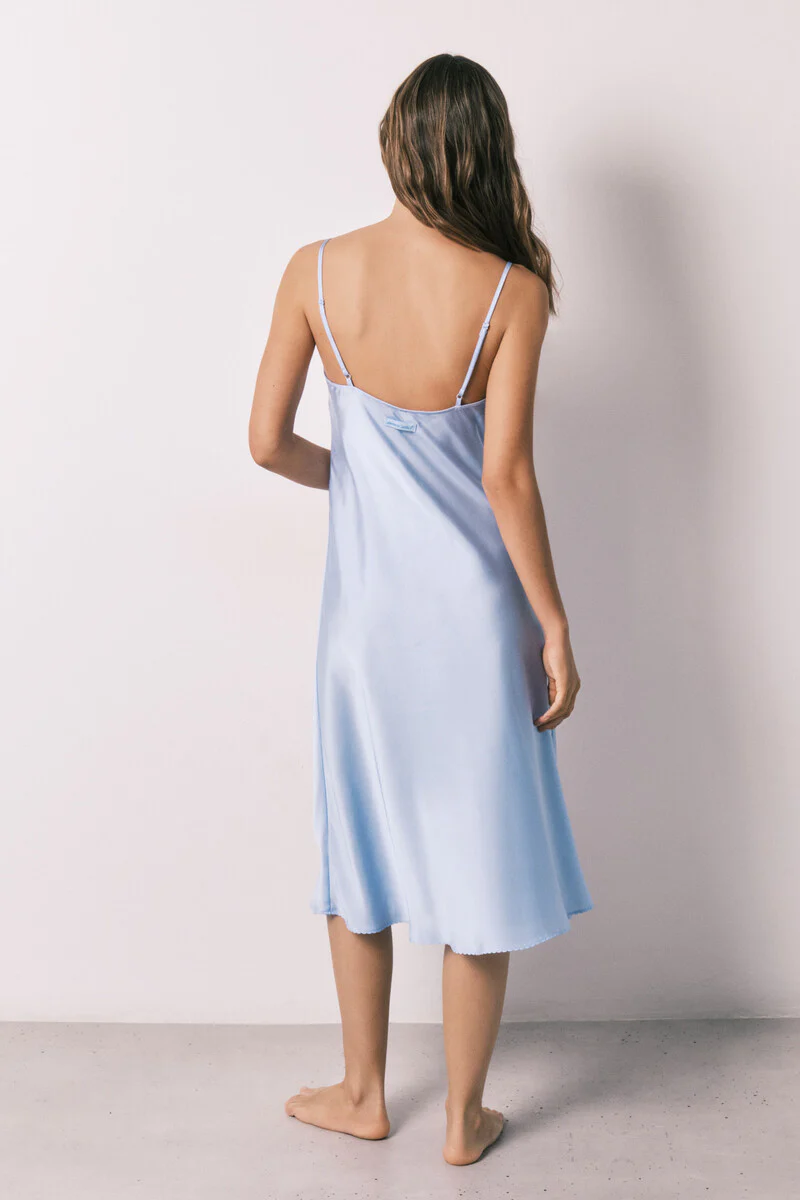 Blue satin strappy midi nightgown - Image 5