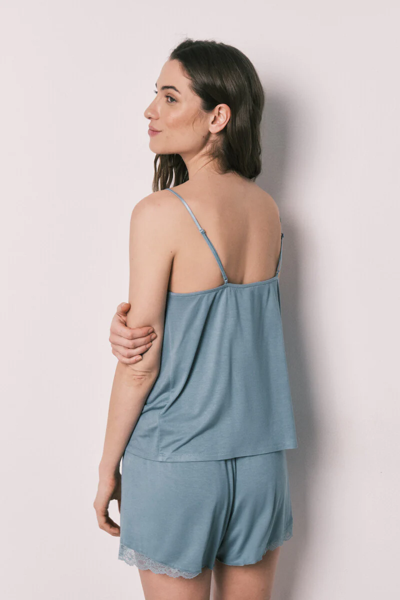 Blue Soft-touch viscose short pajamas - Image 4