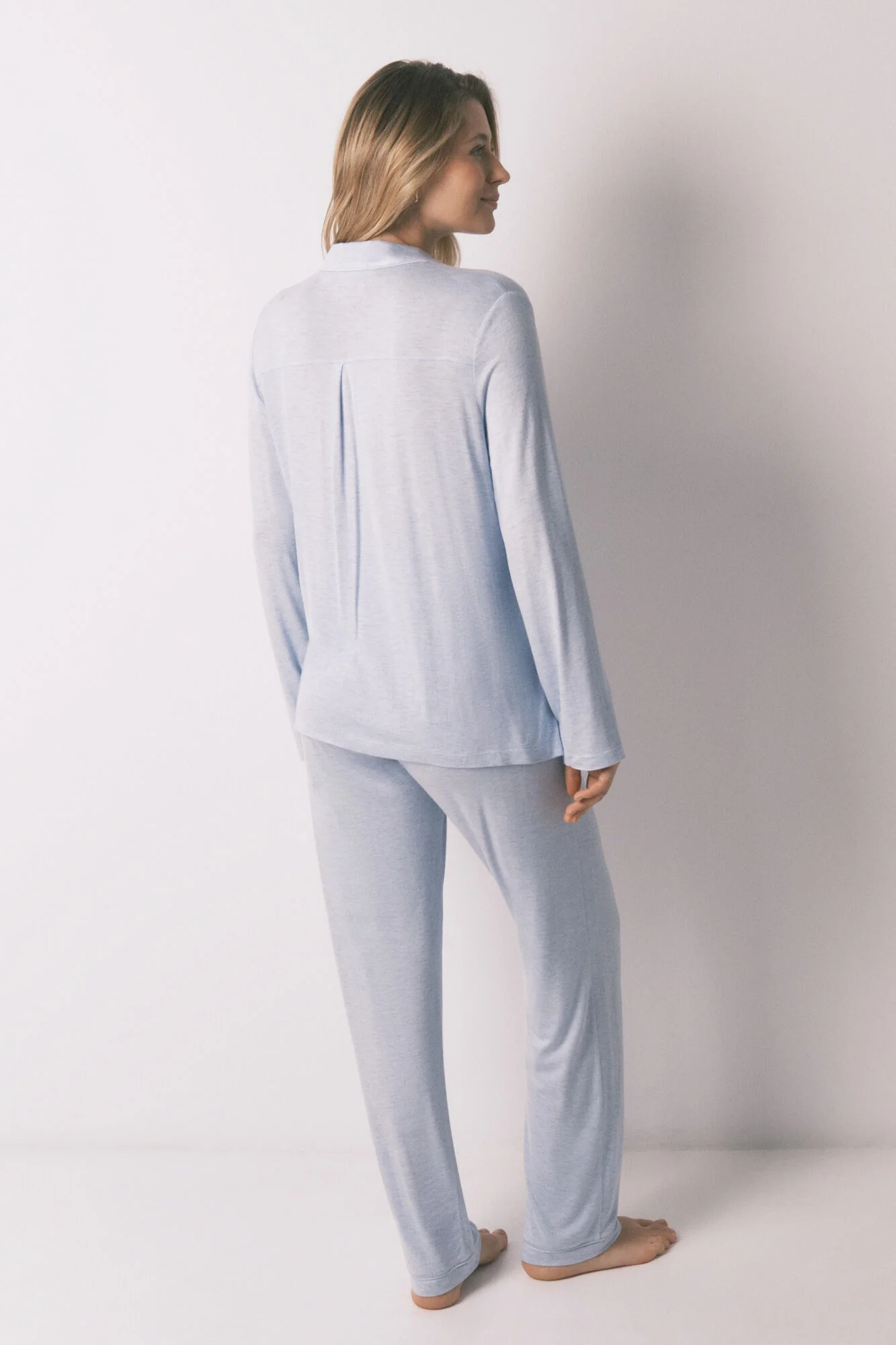Blue super soft maternity classic long pyjamas - Image 3