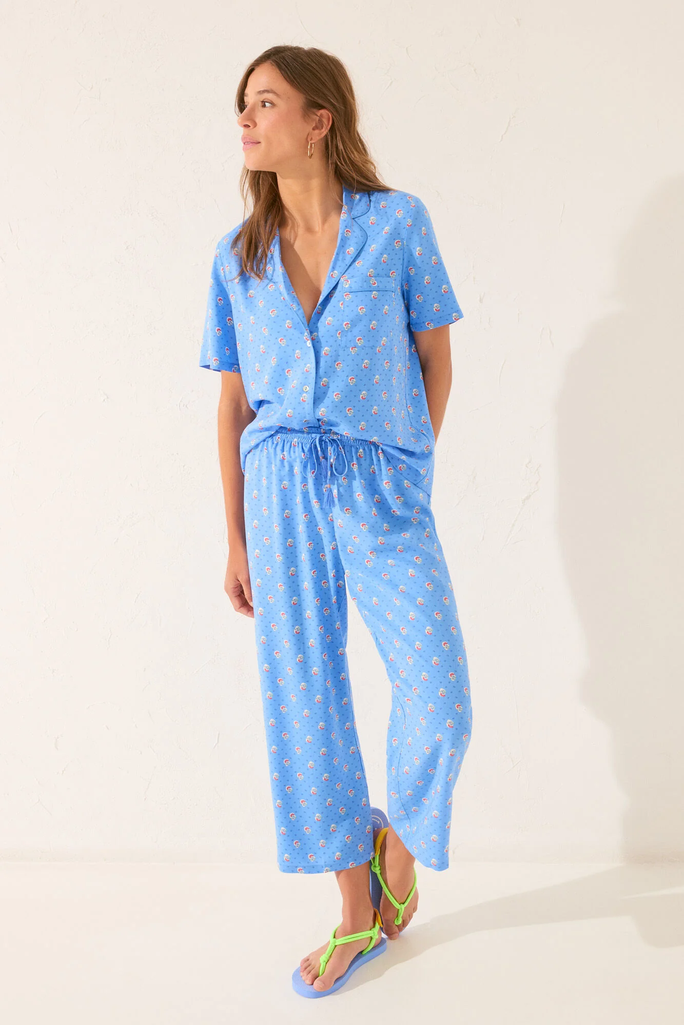 Blue viscose Capri classic pyjamas