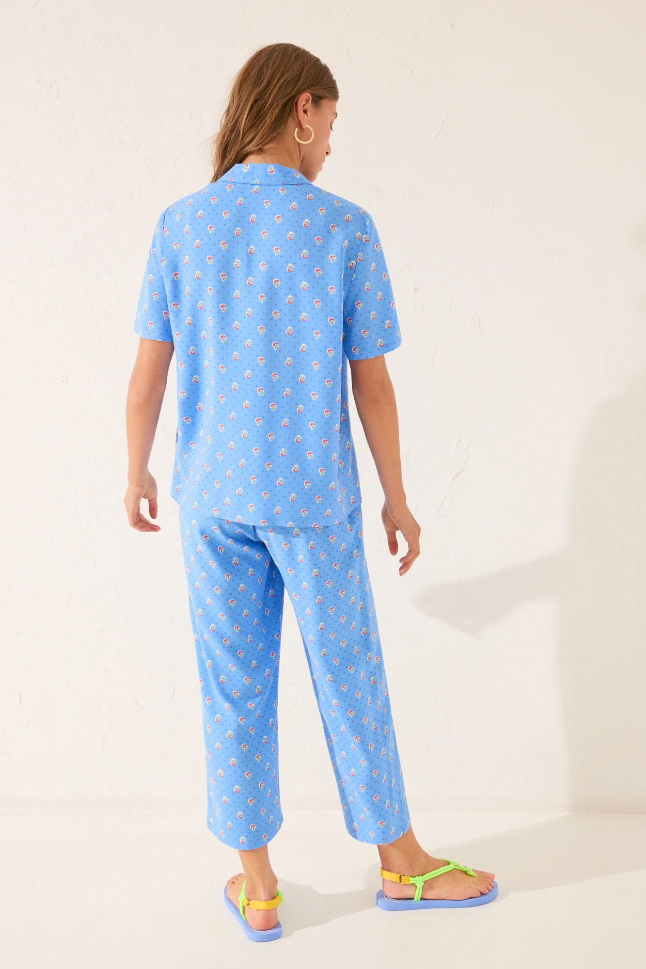 Blue viscose Capri classic pyjamas - Image 3