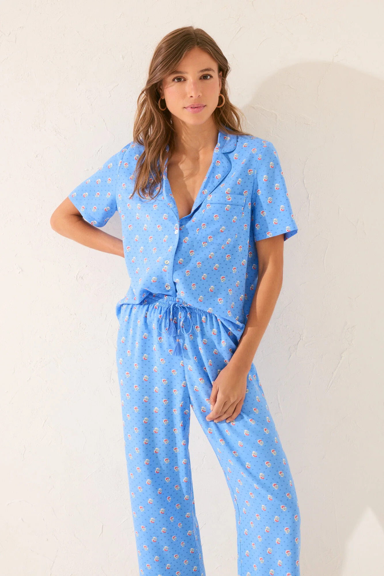 Blue viscose Capri classic pyjamas - Image 4