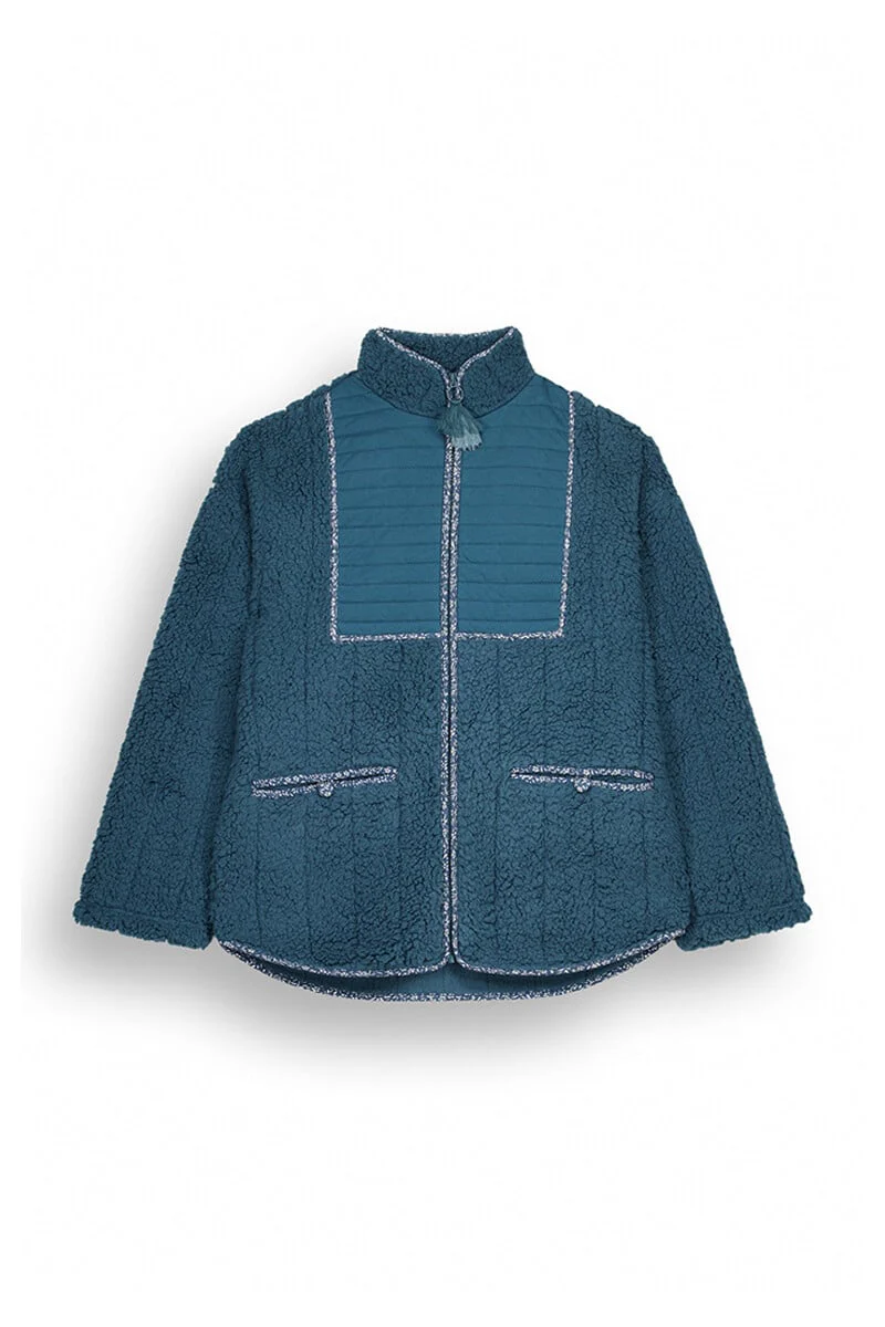 Short green padded faux shearling robe - Image 6