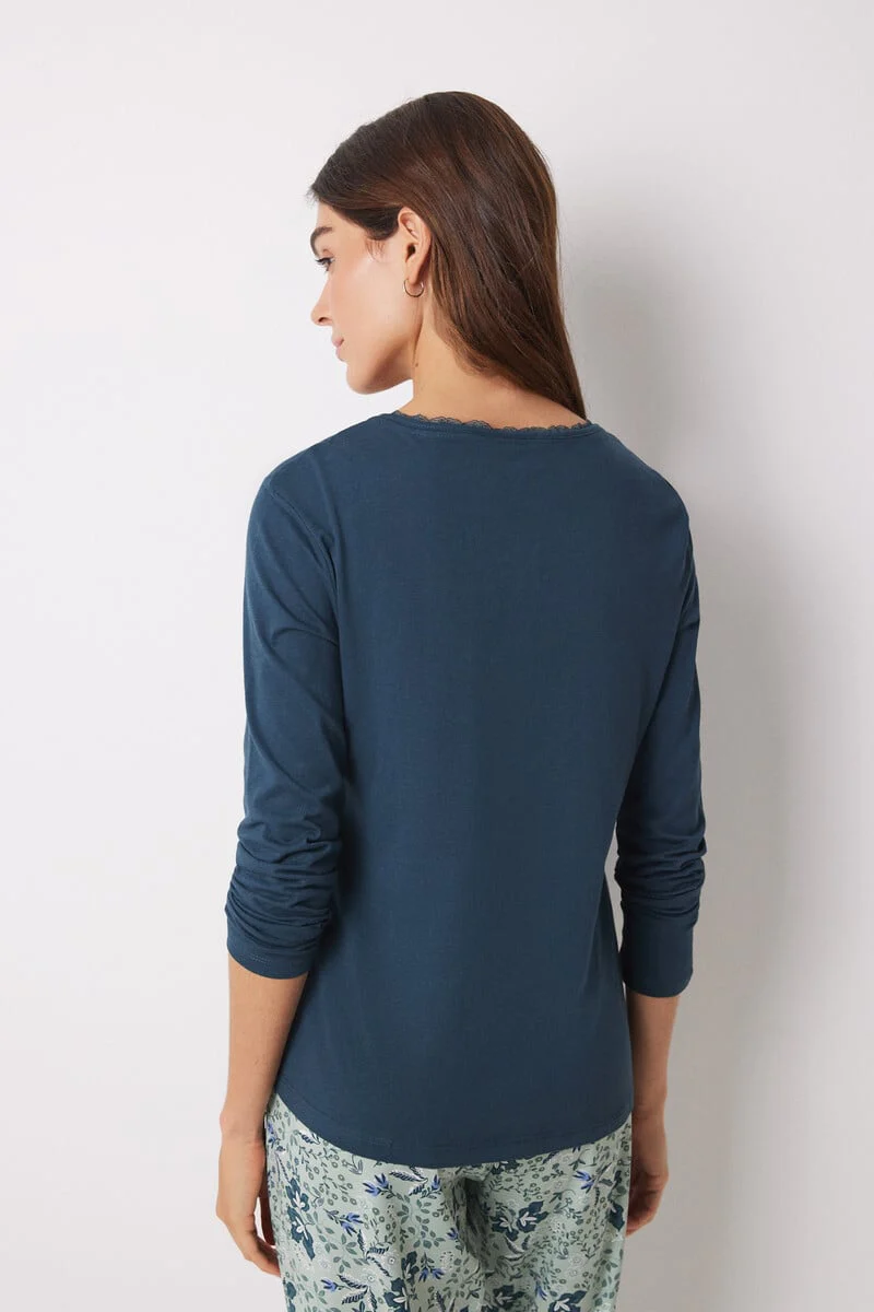 Green 100% cotton long-sleeved top - Image 3