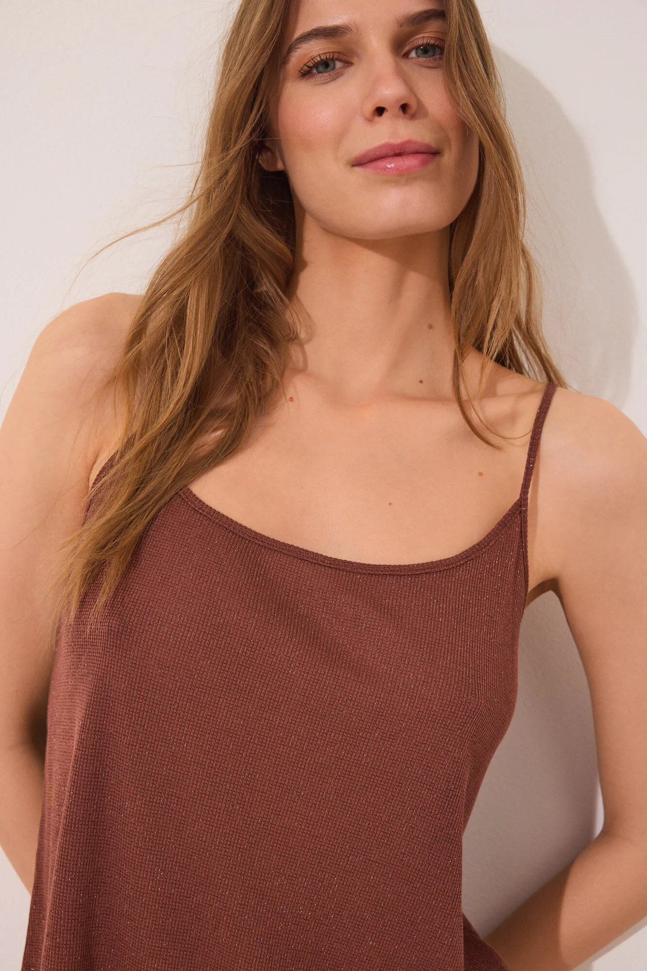Brown ribbed vest top - Image 5