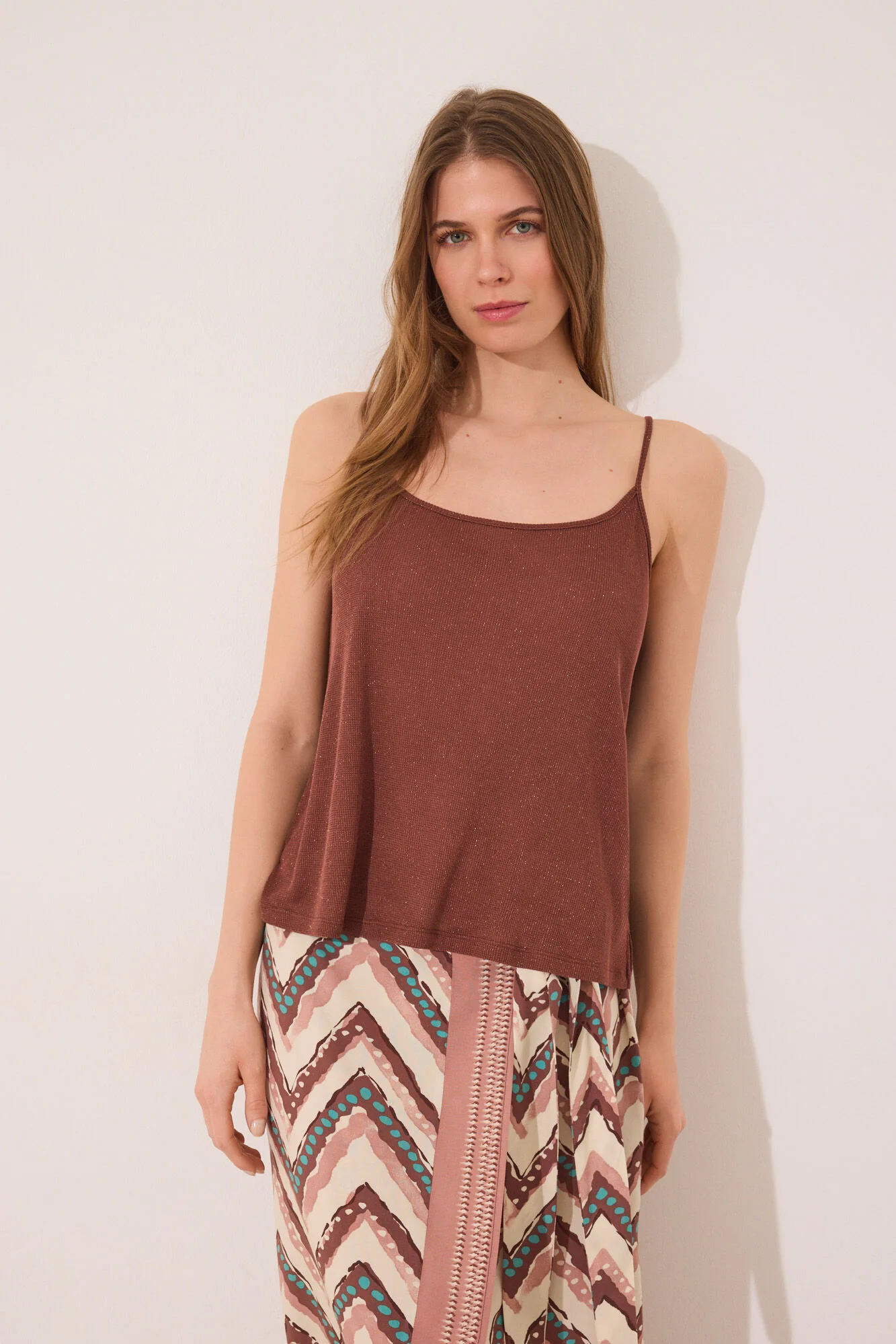 Brown ribbed vest top - Image 6