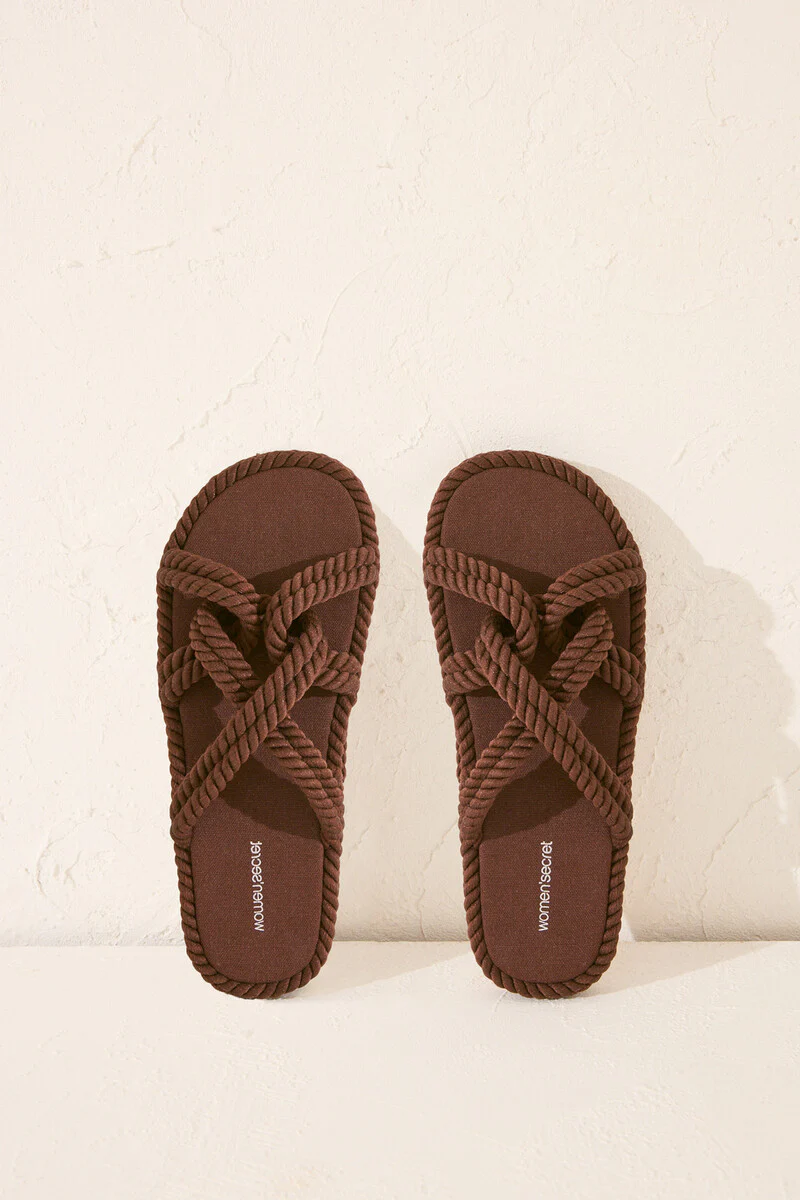 Brown sandals with crossed straps