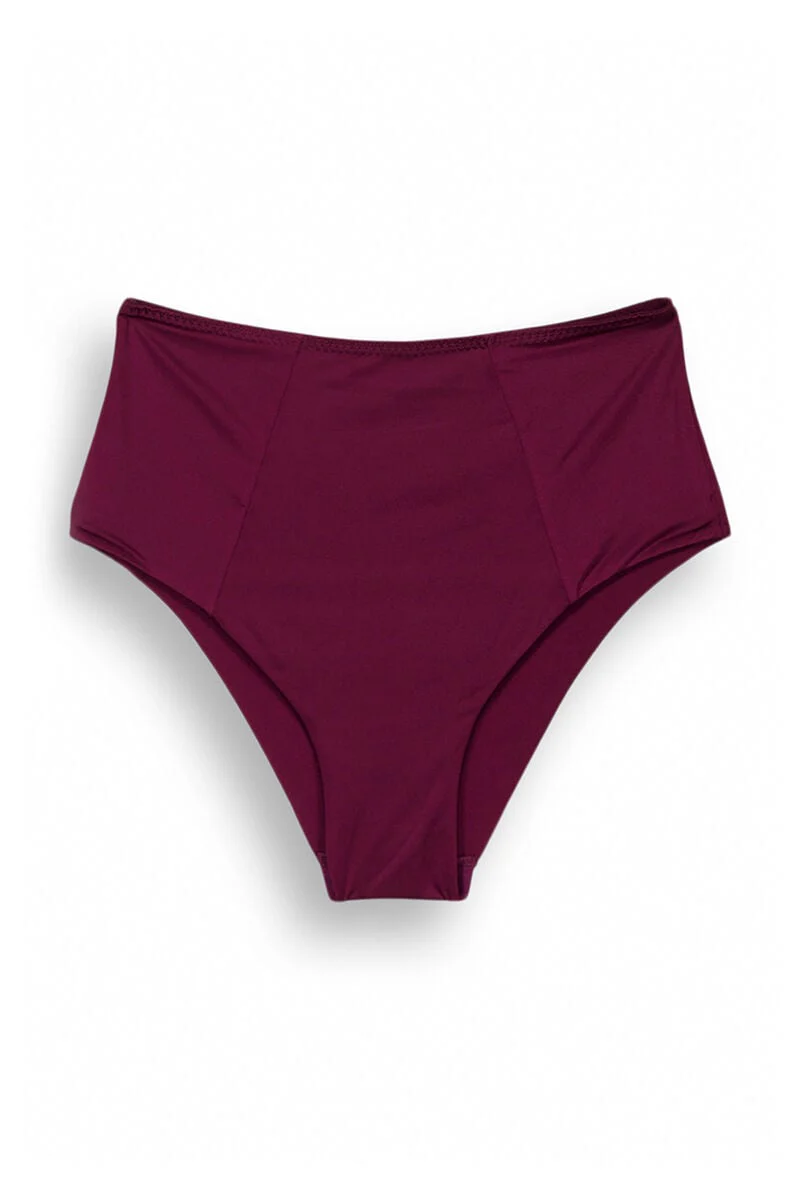 Burgundy satin high-waist briefs - Image 5