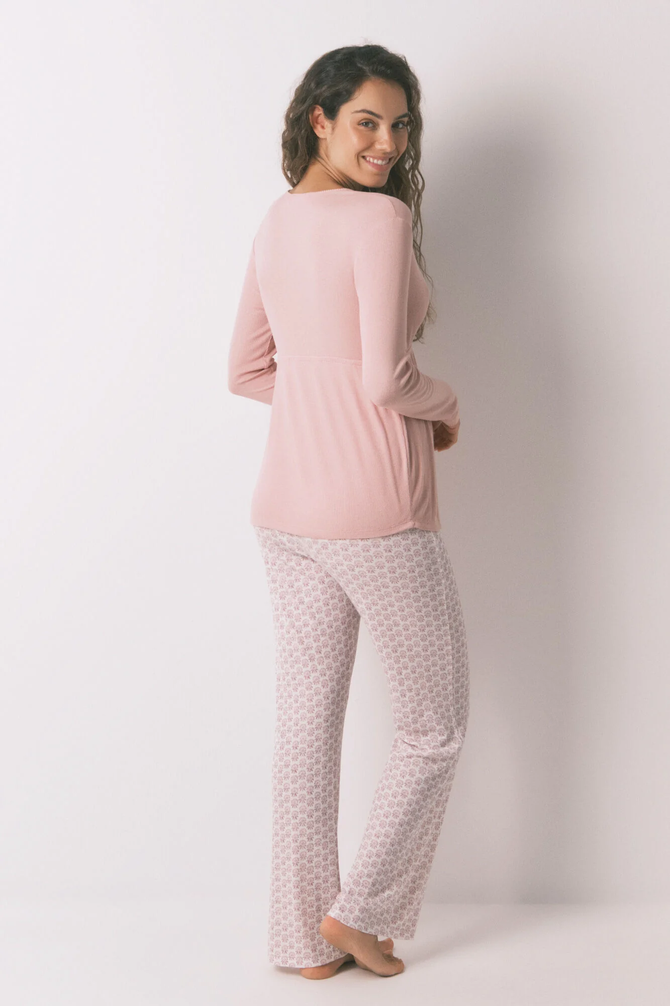 Capri pyjamas "maternity" pink ribbed technique - Image 4