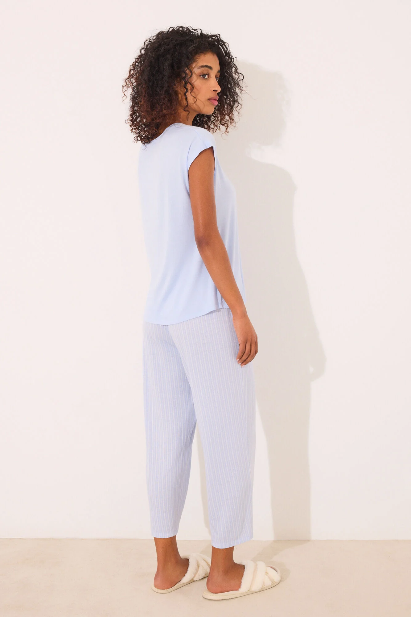 Capri pyjamas with blue striped viscose - Image 2