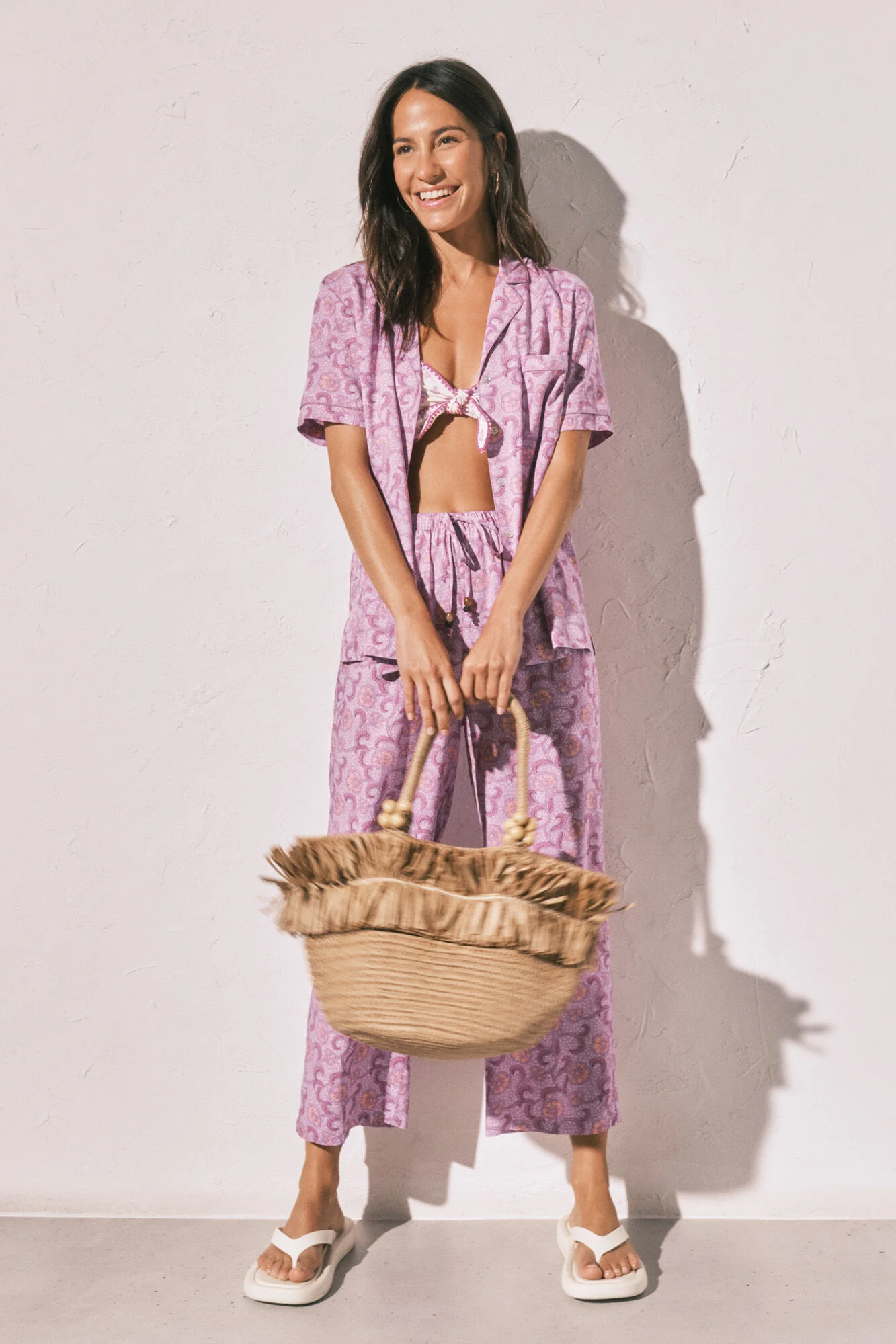 Capri shirt pajamas with floral print - Image 2
