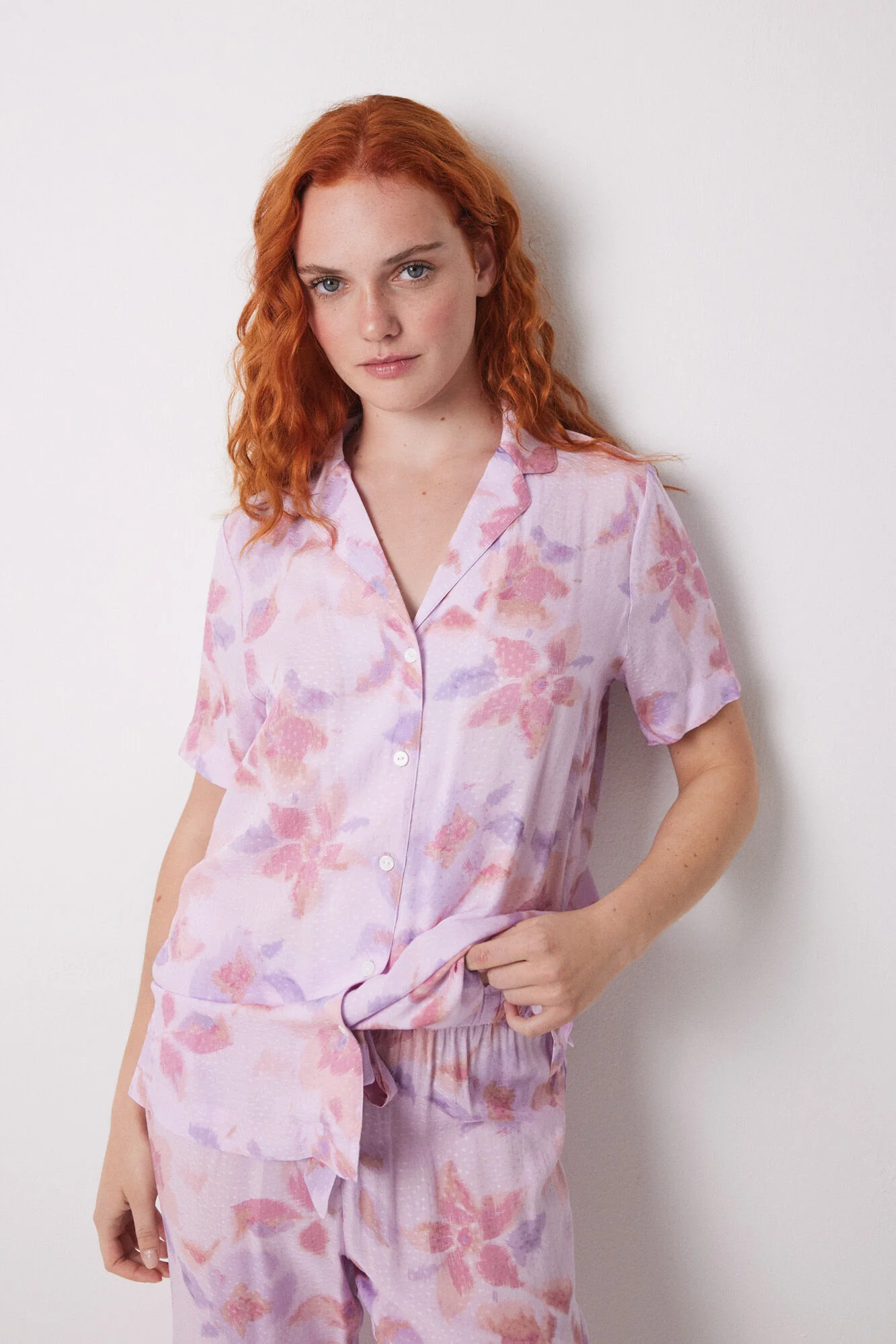 Capri viscose floral shirt pajamas - Image 5
