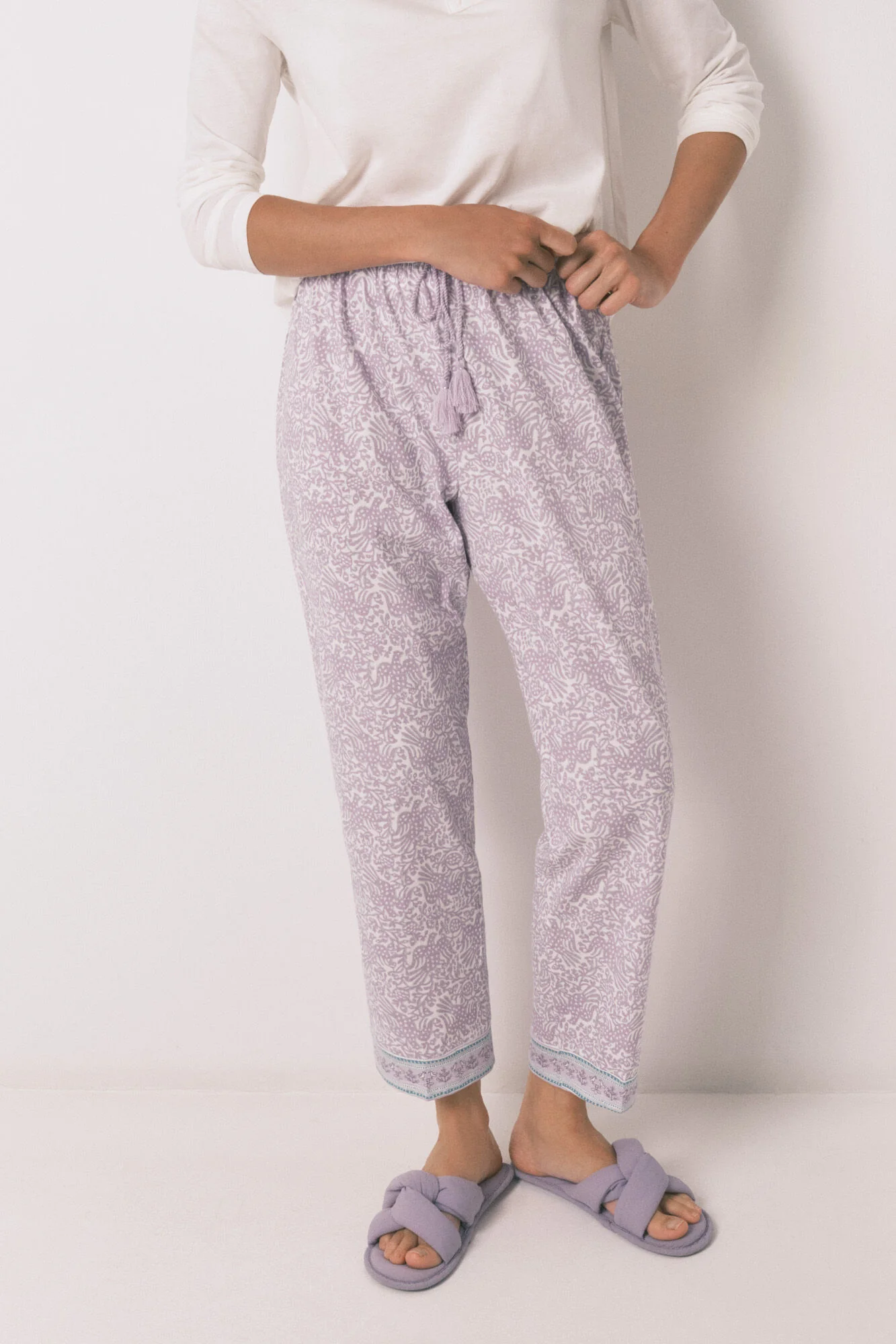 Carrot long trouser 100% cotton lilac - Image 2