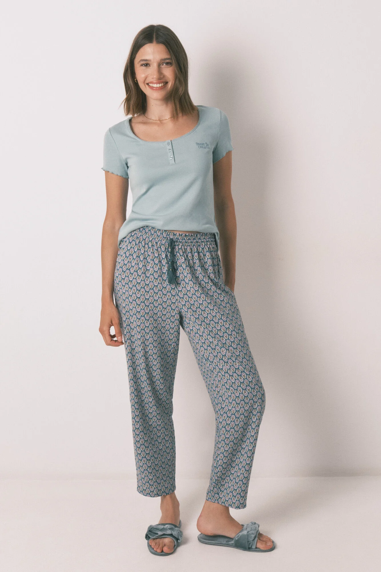 Carrot viscose print stamp long trouser