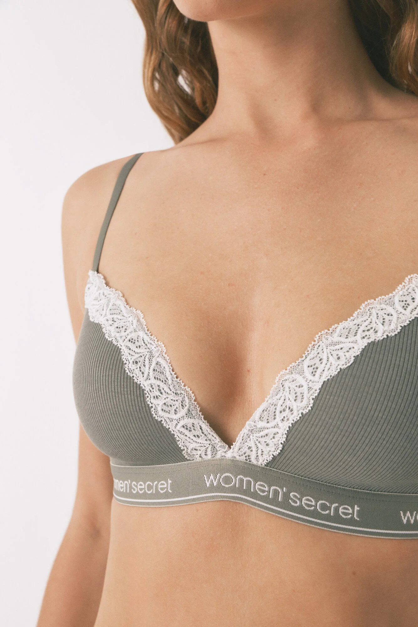 CHARMING khaki cotton triangle bra - Image 2