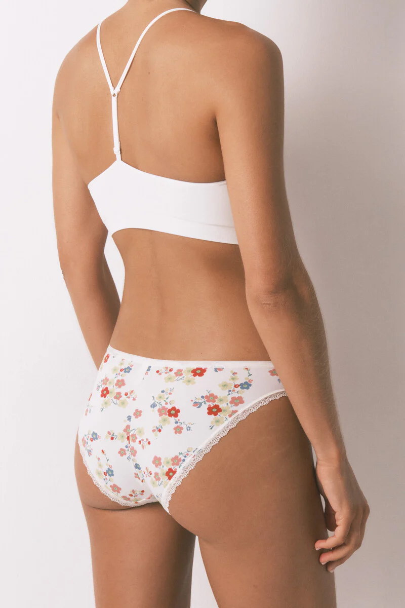 Classic white floral print panty - Image 2